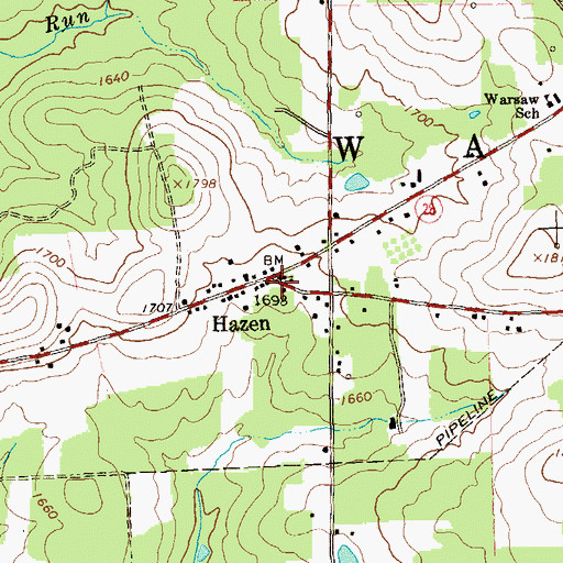 Topographic Map of Hazen, PA