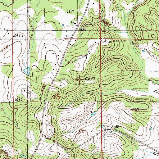 Topographic Map of Dunklin Cemetery, AL
