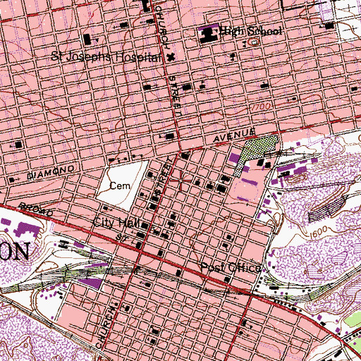 Topographic Map of Hazleton, PA