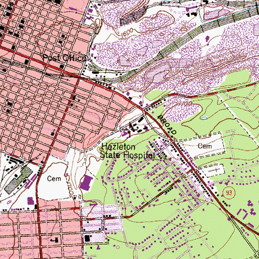 Topographic Map of Hazleton General Hospital, PA