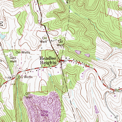 Topographic Map of Headlee Heights, PA