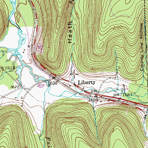 Topographic Map of Heath Hollow, PA