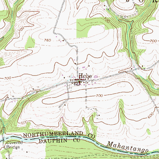 Topographic Map of Hebe, PA