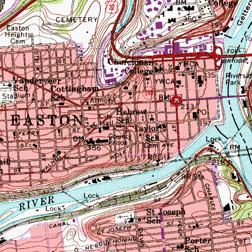 Topographic Map of Hebrew School, PA