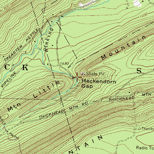 Topographic Map of Heckendorn Gap, PA