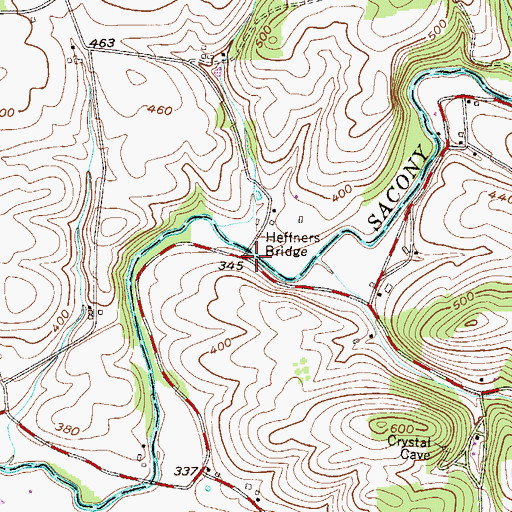 Topographic Map of Heffners Bridge, PA