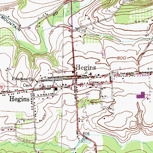Topographic Map of Hegins, PA