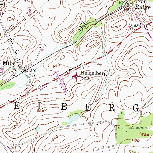 Topographic Map of Heidelberg School, PA