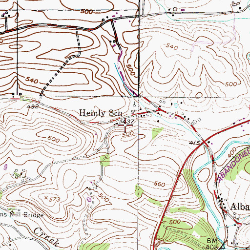 Topographic Map of Heinly School, PA