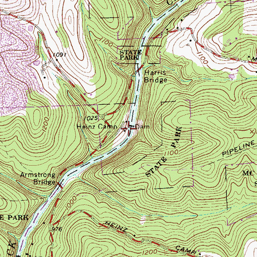 Topographic Map of Heinz Camp, PA