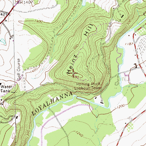 Topographic Map of Heinz Hill, PA