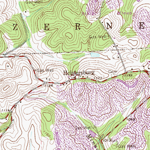 Topographic Map of Heistersburg, PA
