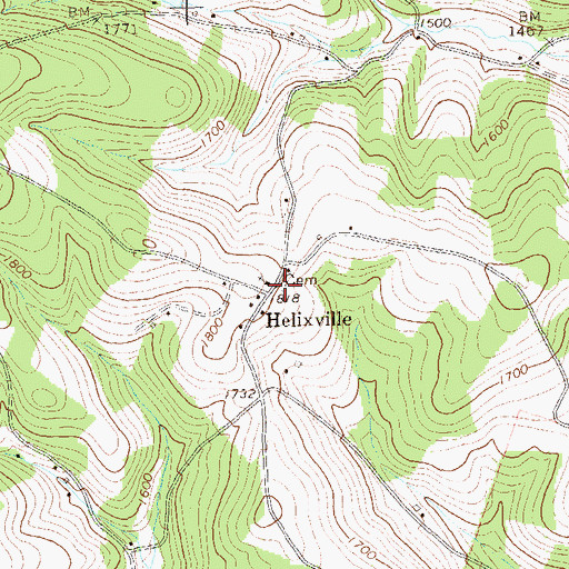 Topographic Map of Helixville, PA