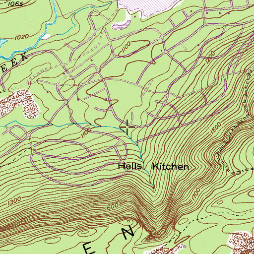 Topographic Map of Hells Kitchen, PA