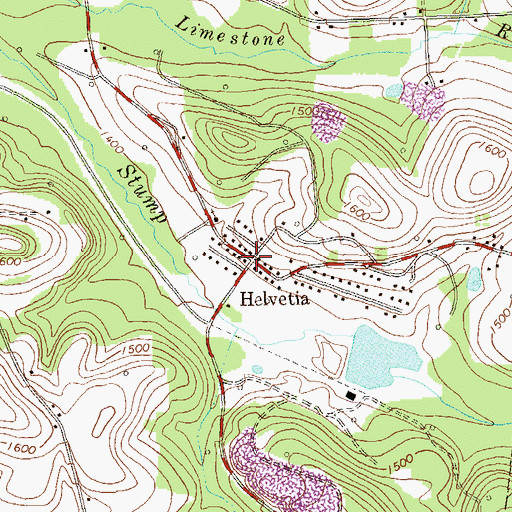 Topographic Map of Helvetia, PA