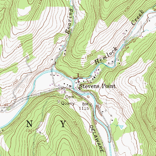 Topographic Map of Hemlock Creek, PA