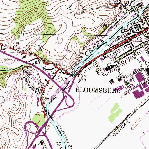 Topographic Map of Hemlock Creek, PA