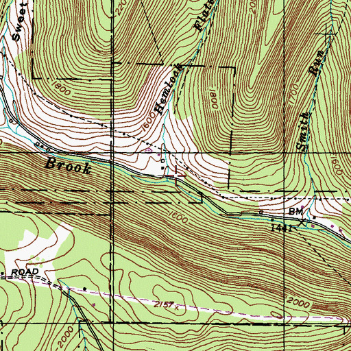 Topographic Map of Hemlock Flats Run, PA