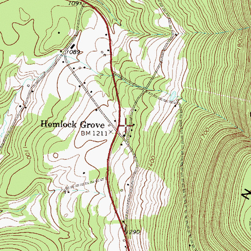 Topographic Map of Hemlock Grove, PA