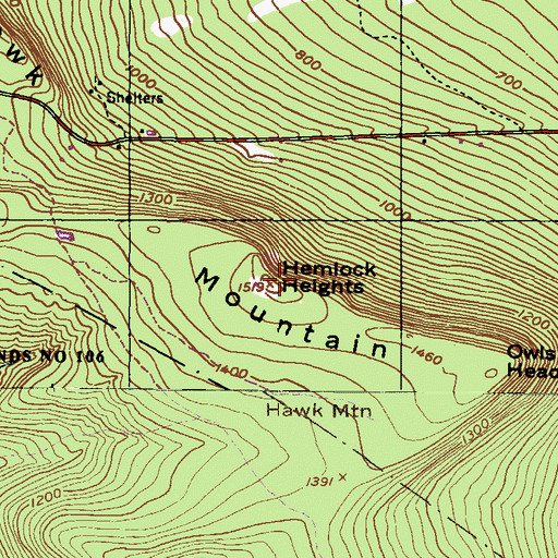 Topographic Map of Hemlock Heights, PA