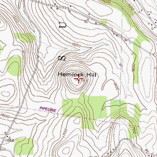 Topographic Map of Hemlock Hill, PA