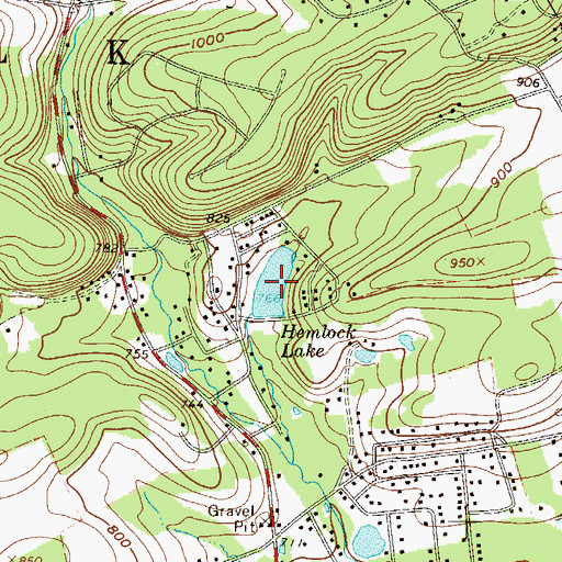 Topographic Map of Hemlock Lake, PA