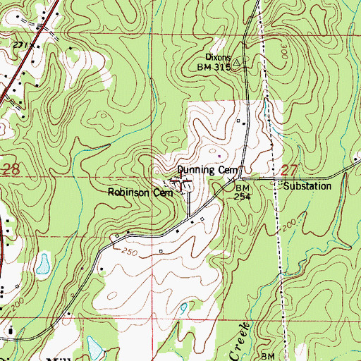 Topographic Map of Dunning Cemetery, AL