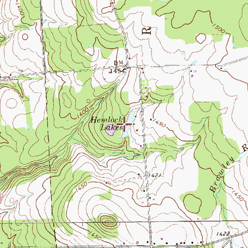 Topographic Map of Hemlock Lakes, PA