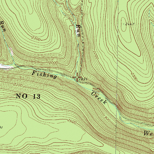 Topographic Map of Hemlock Run, PA