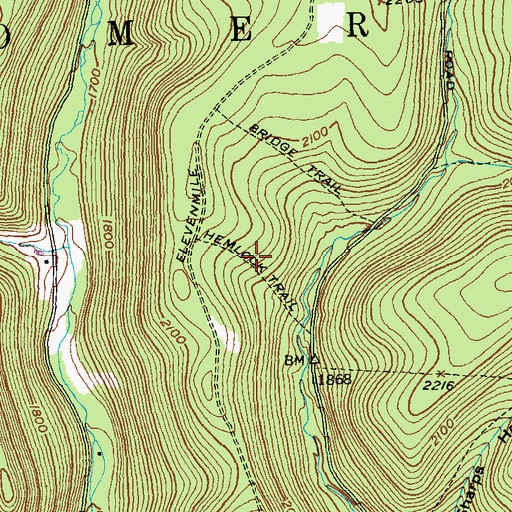 Topographic Map of Hemlock Trail, PA