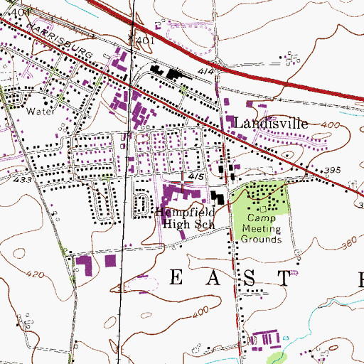 Topographic Map of Hempfield High School, PA