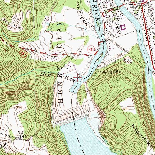 Topographic Map of Hen Run, PA
