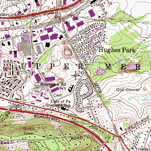 Topographic Map of Henderson Road School, PA