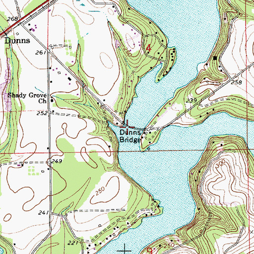 Topographic Map of Dunns Bridge, AL