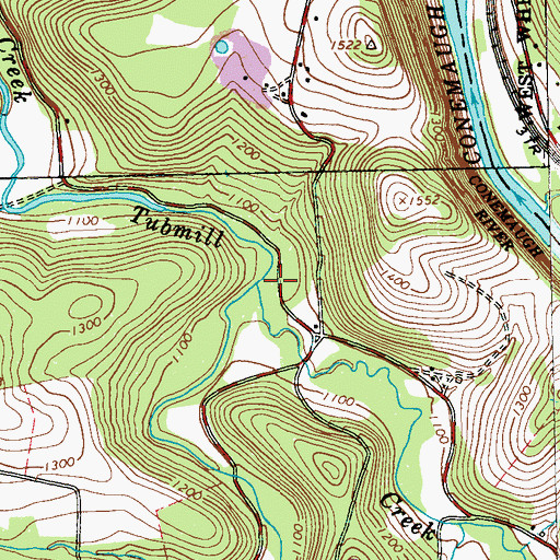 Topographic Map of Hendricks Creek, PA