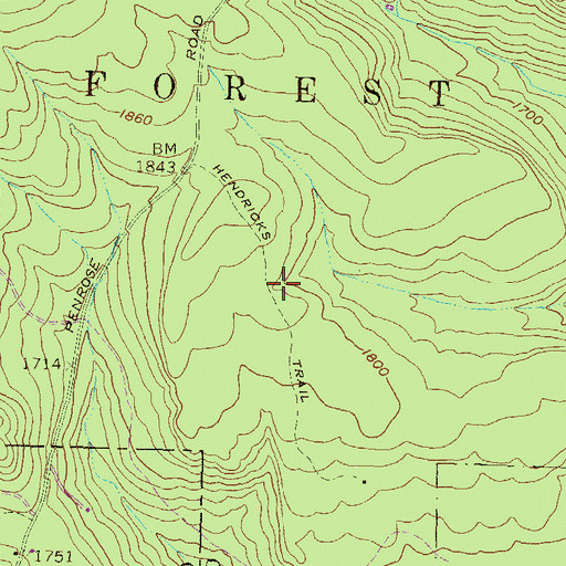 Topographic Map of Hendricks Trail, PA