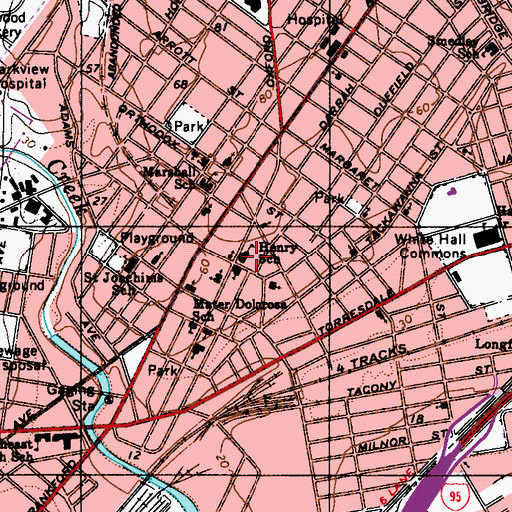 Topographic Map of Henry School, PA