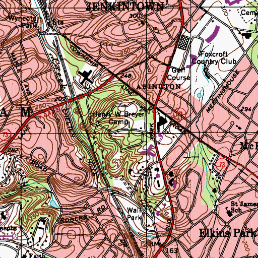 Topographic Map of Henry W Breyer Camp, PA