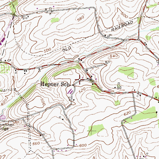 Topographic Map of Hepner School, PA