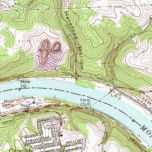 Topographic Map of Hereford Hollow, PA