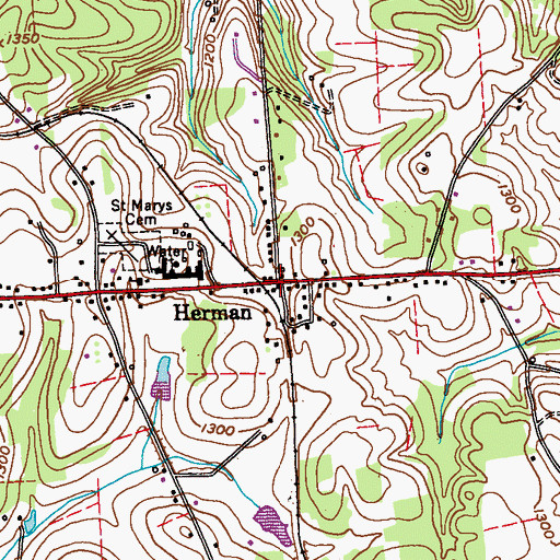 Topographic Map of Herman, PA