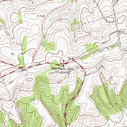 Topographic Map of Hermans School, PA