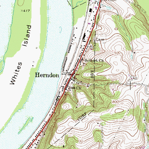 Topographic Map of Herndon, PA