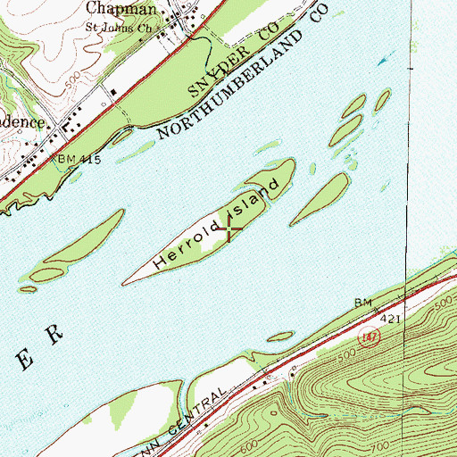 Topographic Map of Herrold Island, PA