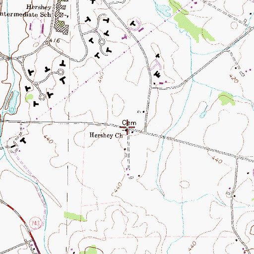 Topographic Map of Hershey Church, PA