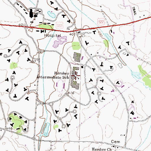 Topographic Map of Hershey Intermediate School, PA