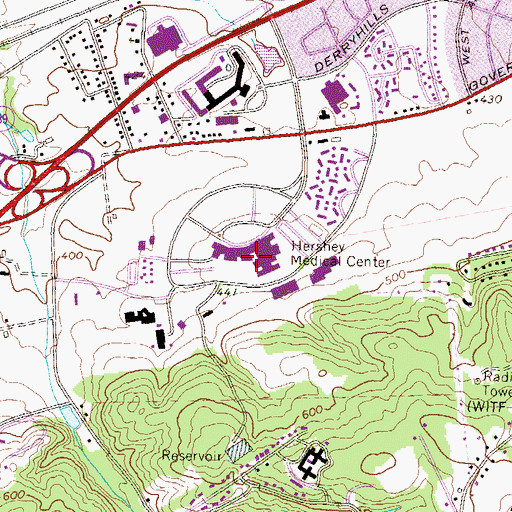 Topographic Map of Penn State Milton S Hershey Medical Center, PA