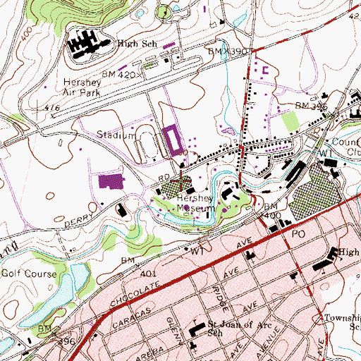 Topographic Map of Hershey Museum of American Life, PA