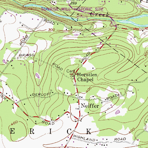 Topographic Map of Herstien Chapel, PA