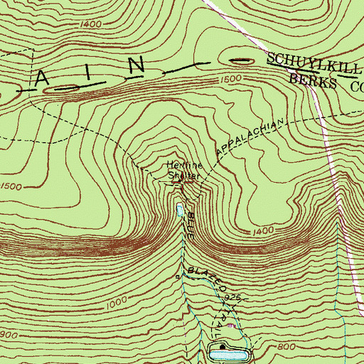 Topographic Map of Hertline Shelter, PA